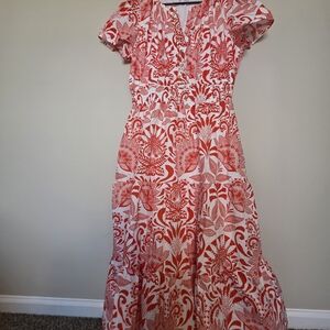 Sugarlips Red White Floral Maxi Dress Boho Short Sleeve Plus Size 2X
